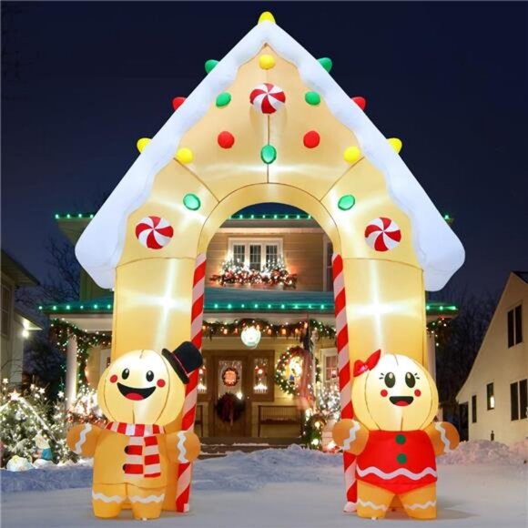11.8 FT Christmas Inflatables Decor Archway Gingerbread Inflatable Yard Decor